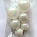 Set of 6 white iridescent cake topper balls in assorted sizes for party decoration - Iridescent White Ball Set (S/M/L)