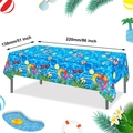 Blue ocean wave plastic tablecloth for summer pool parties, size 51 x 86 inches - Pool Elements Tablecloth A 130*220cm