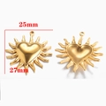 Detailed view of gold heart-shaped sunburst pendant with 25mm x 27mm size dimensions - Style C / Gold