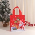 Red Christmas non-woven gift bag with Santa Claus and reindeer print and handles - Santa Claus Style (5006-4) / 36*32*12