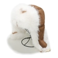Gorro de aviador de ante marrón con forro grueso de piel sintética blanca y orejeras - M (56-58cm) / Camel