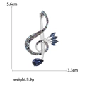 Spilla nota musicale argento con strass viola e blu, dimensioni 5,6 cm per 3,3 cm - Chiave di Violino/Strass Blu / Blu