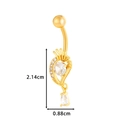 Golden heart navel ring with round and teardrop zircon inlays, 2.14cm height - Teardrop Dangle (8#) / Gold