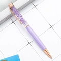DIY purple dried flower ballpoint pen with matte finish and rose gold accents - Macaron Purple