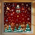 Christmas window stickers with white gold snowflakes and pine trees for holiday decoration - Set of 4-BQ563+(568-570)