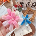 Pink and white plush flower brooch with pearls for Christmas gifts and winter styling - Pink-White Fireworks Fridge Magnet / One Size