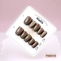 Braune Katzenaugen Galaxy Press-on-Nägel mit magnetischem Glitzereffekt auf Displaykarte - XS / Kaffee-Karamell-Katzenauge-Stil (FMD018)