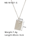 Silver stainless steel book locket necklace with rectangular envelope design for women - Silver Envelope Style (NB-N1021-S)