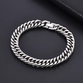 Elegante bracciale a maglia cubana in acciaio inossidabile argento da uomo lucido - 6mm / 18cm
