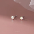 Boucles d'oreilles puces en argent S999 avec des pierres zircons couleur aurore - Argent fin S999 / Couleur Aurore / 5mm