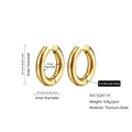 Chic gold-finished titanium steel hoop earrings with 22mm diameter and 4mm thickness - 4.0*14mm / Gold