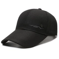 Herren Mesh-Baseballkappe in Schwarz, atmungsaktiv mit SPORT-Logo für das Angeln - Verstellbar / Schwarz