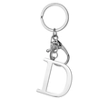 Silver stainless steel keychain featuring a polished serif capital letter D pendant - Letter D / Steel