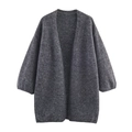 Cárdigan de punto gris oscuro para mujer con detalles de lentejuelas y estilo abierto - S / Gris