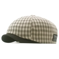 Berretto vintage a scacchi beige e marrone con visiera nera a contrasto e etichetta - Regolabile / Cachi