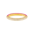 Minimalist 18K gold plated ring with pink enamel finish and white zircon stones - US 7 / Fuchsia Splice Row Zircon
