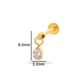 Stud de labret en titane F136 G23 doré avec pendentif goutte en zircone de 8,5mm - Style Goutte d'Eau (T2502-2# Couleur Or)
