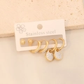 Close-up of three pairs of gold-plated stainless steel heart and butterfly stud earrings - 3# Teardrop Shape Set (3 Pairs)
