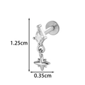 Silver F136 titanium labret stud featuring a rhombus zircon and a star pendant - Four-Point Star Dangle (2608-8#银)