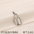 Ciondolo a lucchetto in acciaio inossidabile argento per fai da te 18,5x10mm 3,4g - Ciondolo a Lucchetto Esile (KP120420-Z) / Argento