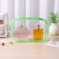 Transparent PVC makeup bag with green trim and zipper, portable waterproof wash pouch - 15 Wire Medium 18*5.5*12.5 / Green