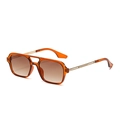 Retro pilot sunglasses with amber brown frame and gradient lenses for men - Tea Frame Gradient Tea Lens