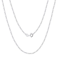 Collar de cadena Figaro de plata de ley S925 con sello de autenticidad S925 y marca Italy - Cadena Figaro 1.7MM - Oro Blanco / 40CM