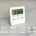 White magnetic digital timer with LCD display and 6 buttons for desk study use - Alarm Style / White