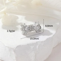 14k silver-plated bow screw clasp with micro-set zircons for pearl necklace DIY - Palladium / White Zirconia
