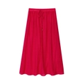 Fuchsia printed crop top and pleated midi skirt set with elastic drawstring waist detail - XS / Skirt