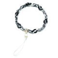 Detail of marble pattern acrylic phone charm with gold ring and white bead ornament - SL1849-Black White Marble Gold Buckle