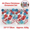 44-piece mixed Christmas ornament set featuring red boots, blue balls, and candy shapes - Style 09