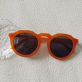Fashionable orange round frame sunglasses with dark lenses for a trendy summer look - Orange Round Frame (15)