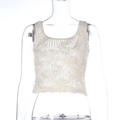 Detailed macro view of the cream white textured lace fabric with floral patterns - S / Apricot