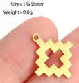 Goldener Edelstahl Kreuzanhänger im geometrischen Design mit 16x18mm Größe und 0.8g - Kreuz / Gold
