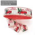 Christmas burlap ribbon with red truck and green tree pattern in 6.3cm width - 6.3CM Khaki Red Edge Truck Ribbon (2M)