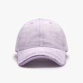 Distressed lavender cotton baseball cap with letter embroidery and frayed brim details - Adjustable / Washed Purple (25A210)