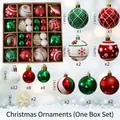 Christmas ball ornament set with red, green, and white patterns in multiple sizes - 616-22 (Red Green White Set - 42pcs) / 3+6cm