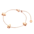 Rose gold stainless steel bracelet featuring three cartoon boy silhouette charms - Boy (KB138258-GC)