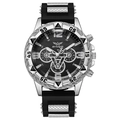 ZHOWE business sports quartz watch with large dial and black silicone strap for men - Black Strap Silver Case Black Face