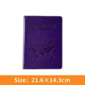 Purple PU leather passport holder with embossed world map and aircraft pattern - Passport Cover / Purple