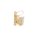 Detail of PVD gold-plated 316L stainless steel letter N pendant with pavé zircon stones - Letter N Pendant