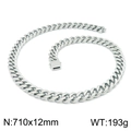 Grosse chaîne gourmette en acier inoxydable 710x12mm au fini argent poli - Collier Argent 710x12mm