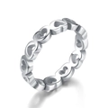 Polished silver stainless steel openwork heart pattern band ring for women - US 5 / Silver - Single Row Heart