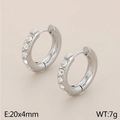 Orecchini a cerchio a U in acciaio inossidabile argento con strass incastonati - 20x4mm / Argento (Stile A KE115282)