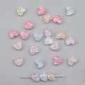 Macro shot of colorful acrylic heart beads with a unique cracked texture for DIY jewelry - 10×9mm (Approx. 2mm Hole, 30g/Pack, Approx. 70 Pcs) / Random Mixed Colors