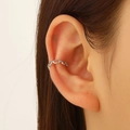 Pendiente de clip plateado estilo cadena para mujer sin perforaciones diseño retro - Estilo de Eslabón de Cadena Ovalado - Plateado (WG-1401)