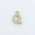 Gold plated letter Q pendant featuring micro-pave white zircon for bracelets - Letter Q / Gold