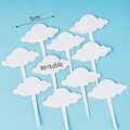 Set of 10 cloud-shaped white writable cake toppers for personalized birthday decoration - Blank Cloud Topper - 100 Pcs