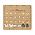 12 pairs of minimalist gold and silver stud earrings featuring stars and moons on a card - Style 17 (ER23Y0816) / 12 Pairs Set